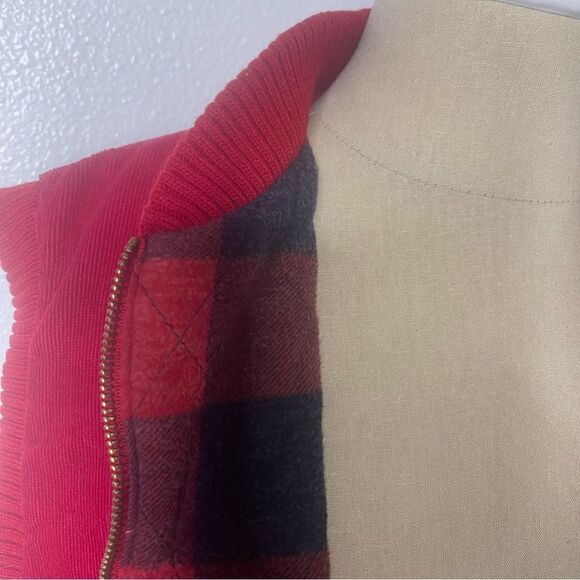 Vintage Red Corduroy Red Vest Medium Unisex Utility Warm flannel lining - Picture 3 of 7